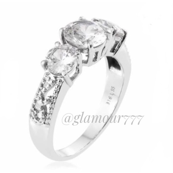 AAA CZ Stainless Steel Ring. Size 5 - Picture 3 of 7